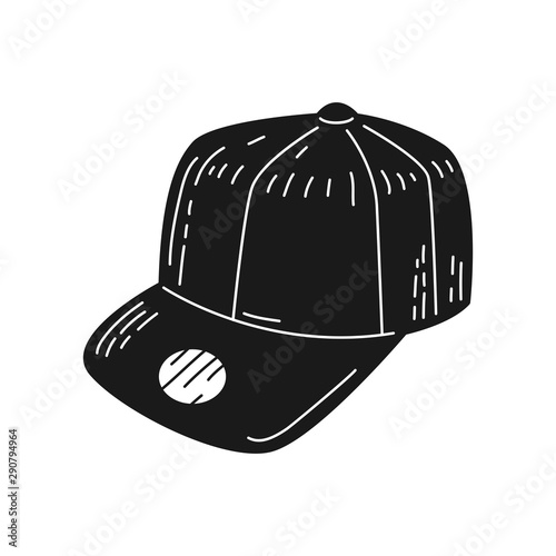 Hand drawn Snapback isolated on a white. Vector illustration.