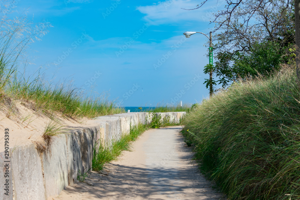 Trail along the Beach at the Montrose Point Bird Sanctuary in Uptown Chicago