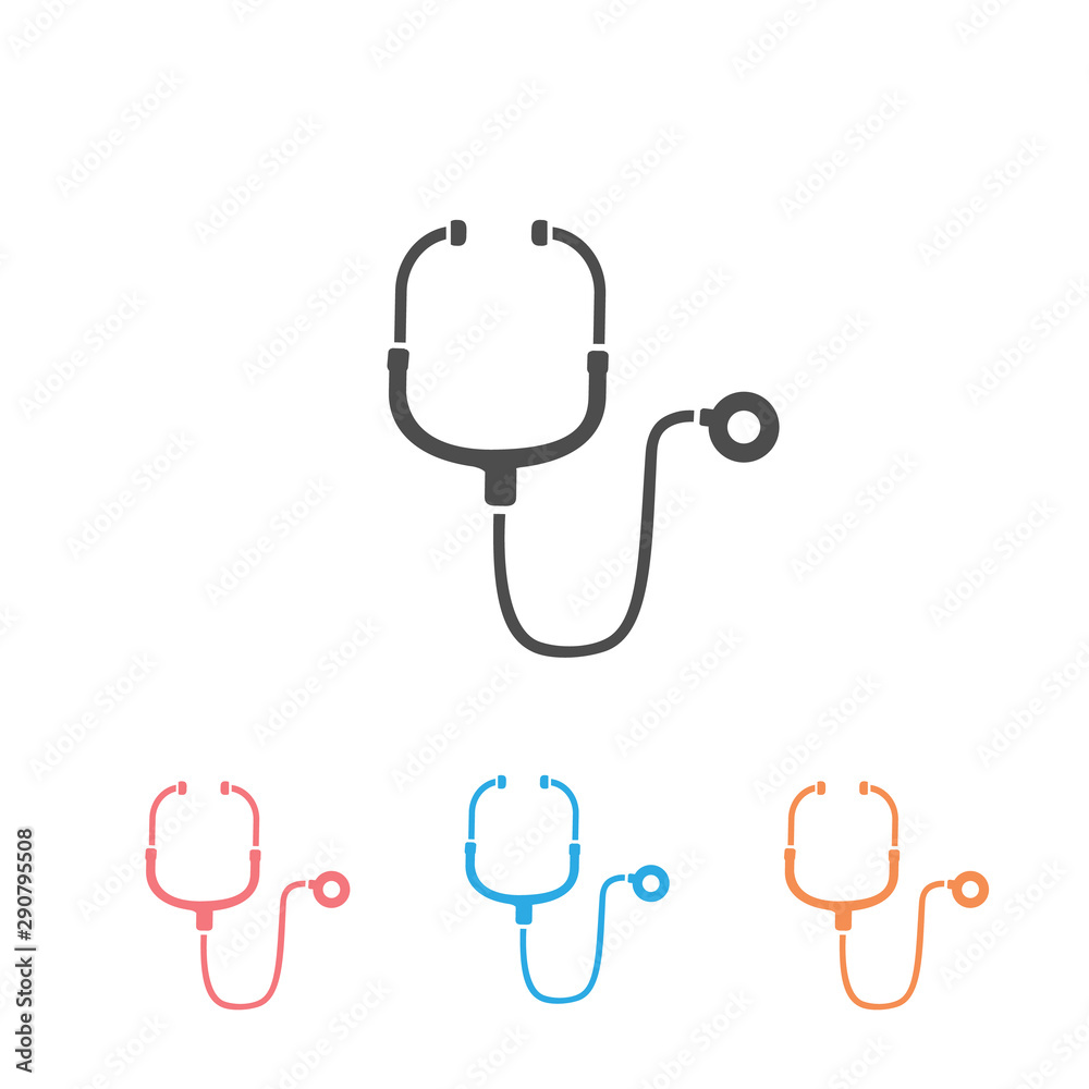 Abstract medical icon set with stethescope, vector illustration on white Abstract medical icon set with stethescope, vector illustration on white