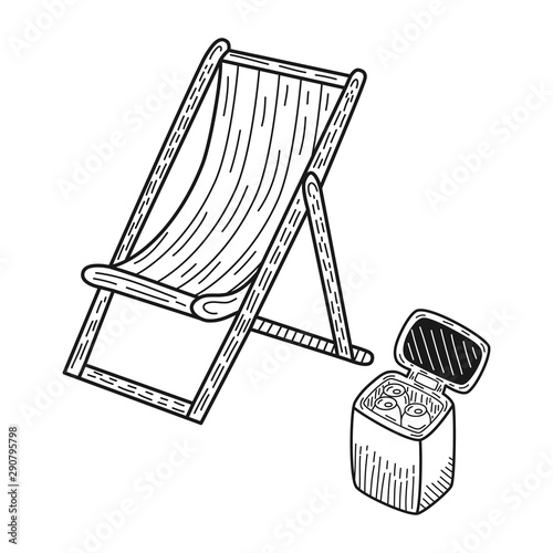 Hand drawn Chaise Lounge isolated on a white. Vector illustration.