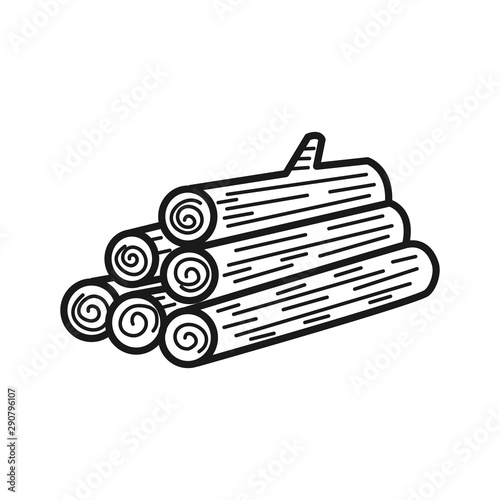 Hand drawn Firewood isolated on a white. Vector illustration.