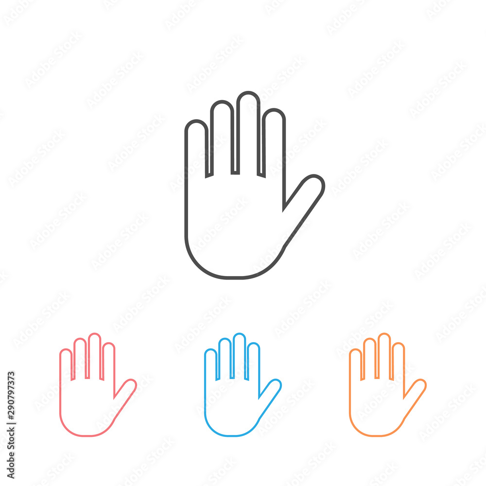 Stop vector icon set. Hand line symbol. Hand Stop vector icon set. Hand line symbol. Hand