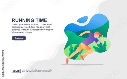 Vector illustration concept of Running. Modern illustration conceptual for banner, flyer, promotion, marketing material, online advertising, business presentation