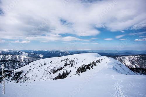 Beautiful view of mountains in the Hamar Daban area. Panorama © kuzenkova