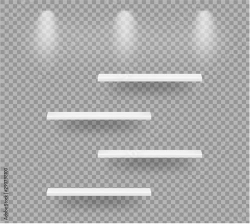 Mock up Realistic Empty Shelves for interior to Show Product with light and shadow on transparent background illustration