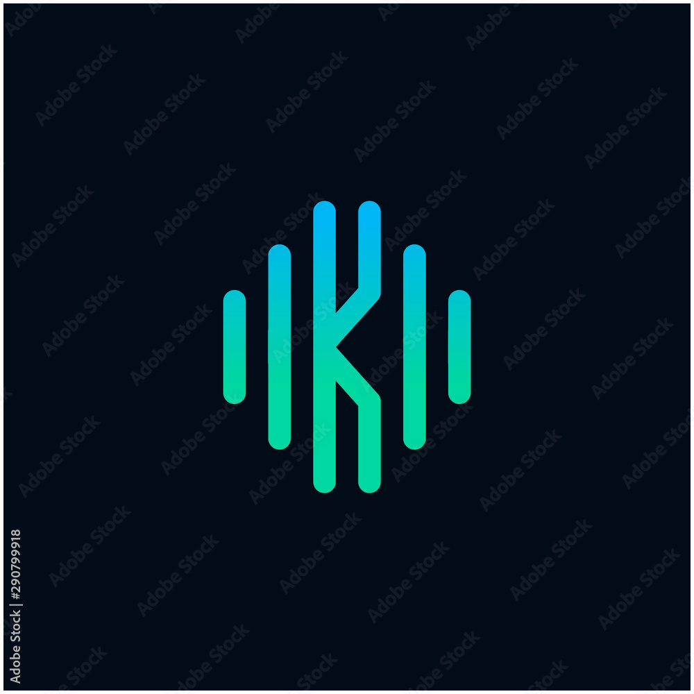 letter K abstract for information technology and digital. minimalist sound music equalizer, Bass, DJ icon. audio logotype Unique and simple element. -vector letter K abstract for information technology and digital. minimalist sound music equalizer, Bass, DJ icon. audio logotype Unique and simple element. -vector