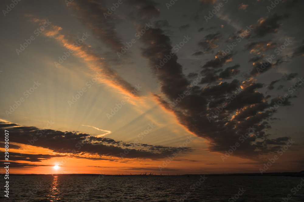 Beautiful sunirse with sunrays and clouds Beautiful sunirse with sunrays and clouds