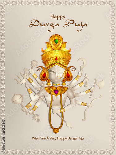 easy to edit vector illustration of Happy Durga Puja India festival holiday background