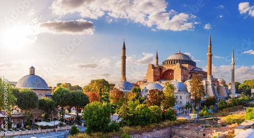 Beautiful panorama of Hagia Sophia, Istanbul, Turkey