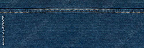 Canvas Print Blue Jeans Cloth With Seam. Background Texture