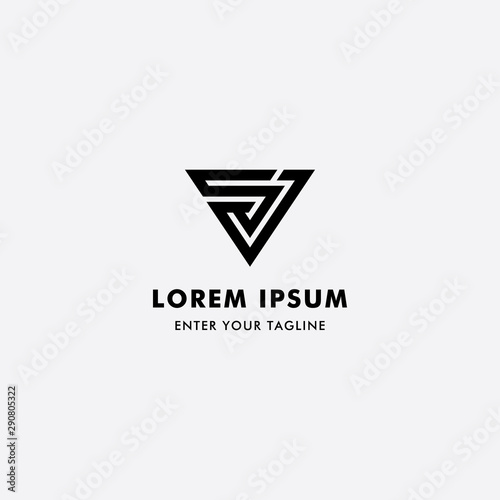 Logo Letter SJ Triangle, Concept Letter S + J Shaped Triangle.