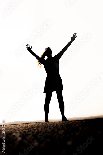 Silhouette einr Frau mit Rock und Pferdeschwanzfigur