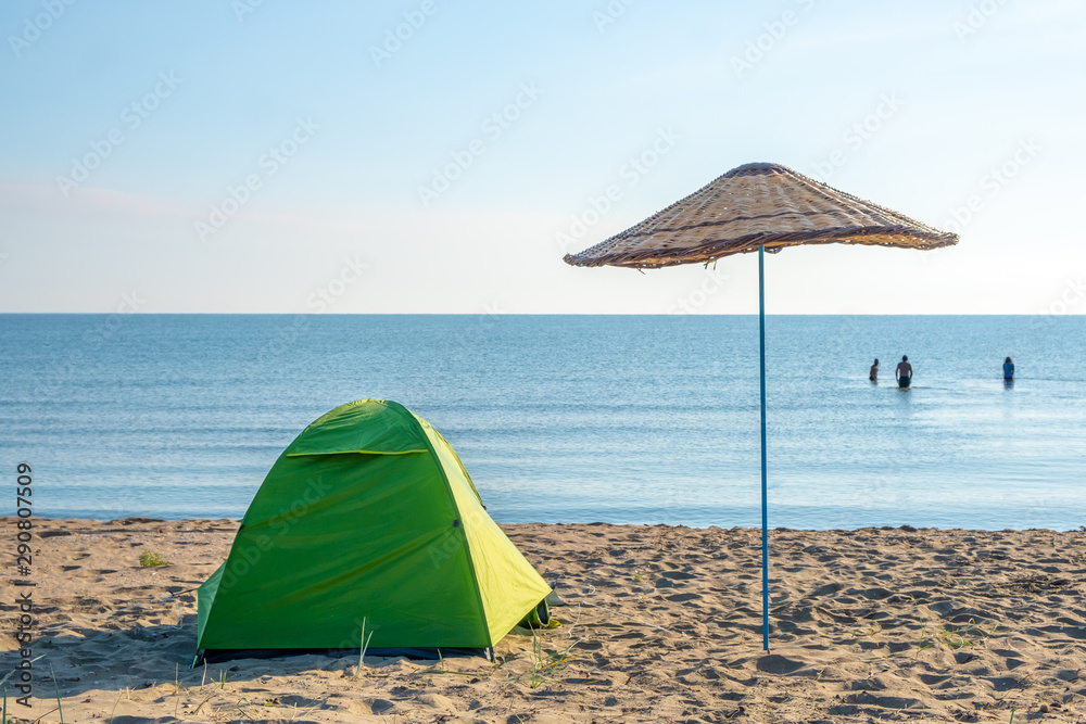 Camping tent on coast