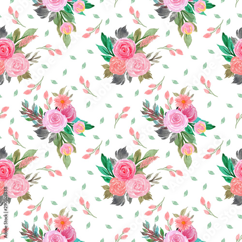 watercolor seamless floral pattern with flowers