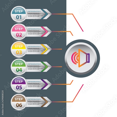 business infographic template design with connected circle elements.can be used for workflow layout, diagram, number options, web design. illustration ,EPS10