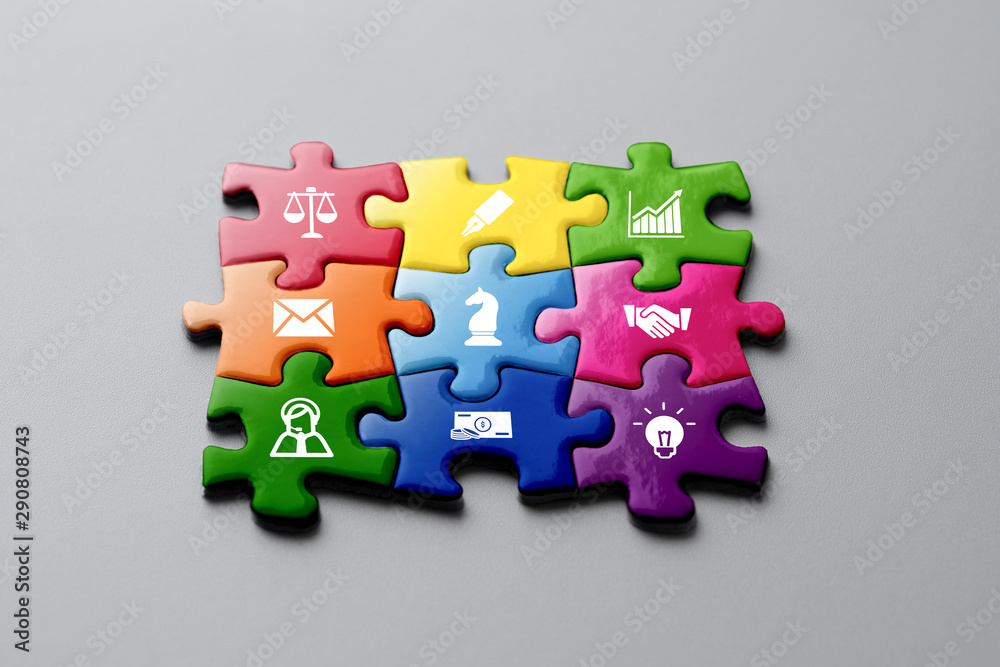 Business & strategy colorful puzzle