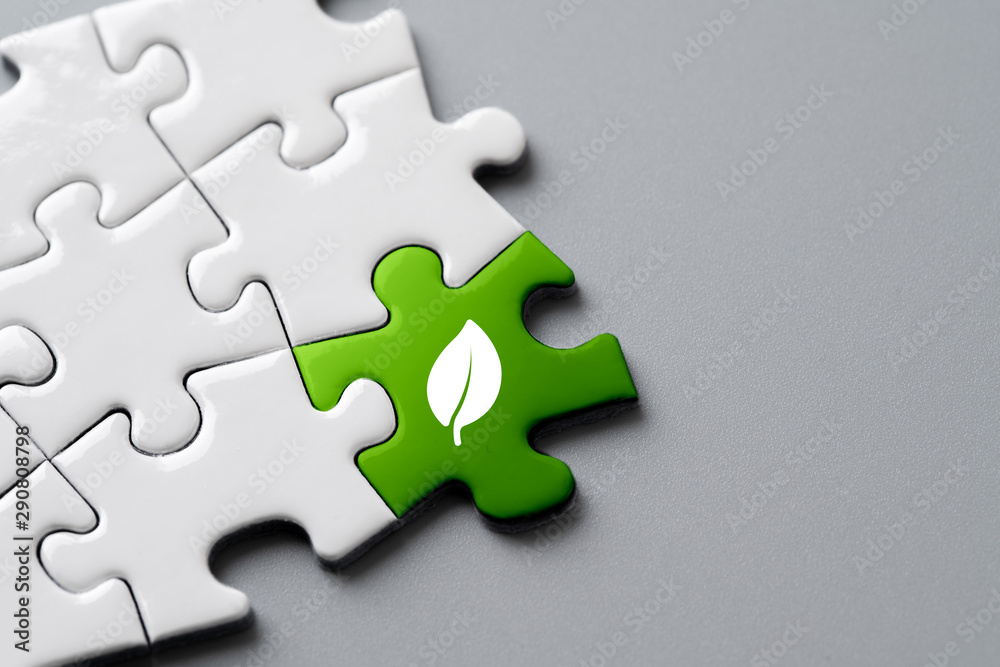 Recycle icon on jigsaw for eco & green concept Recycle icon on jigsaw for eco & green concept