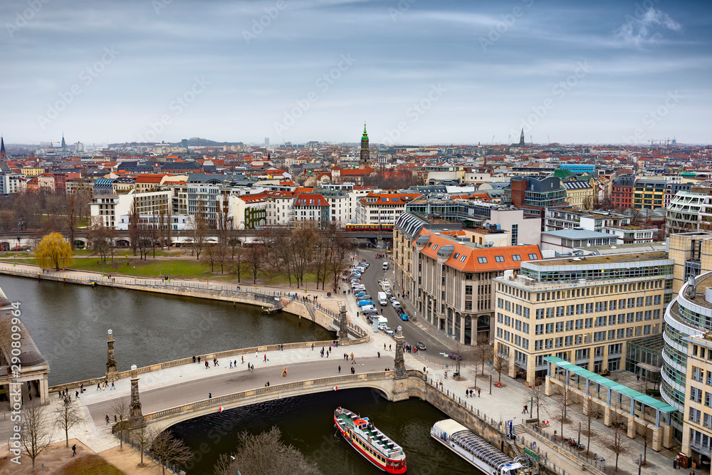 Beautiful top cityscape view of Berlin, Germany.
