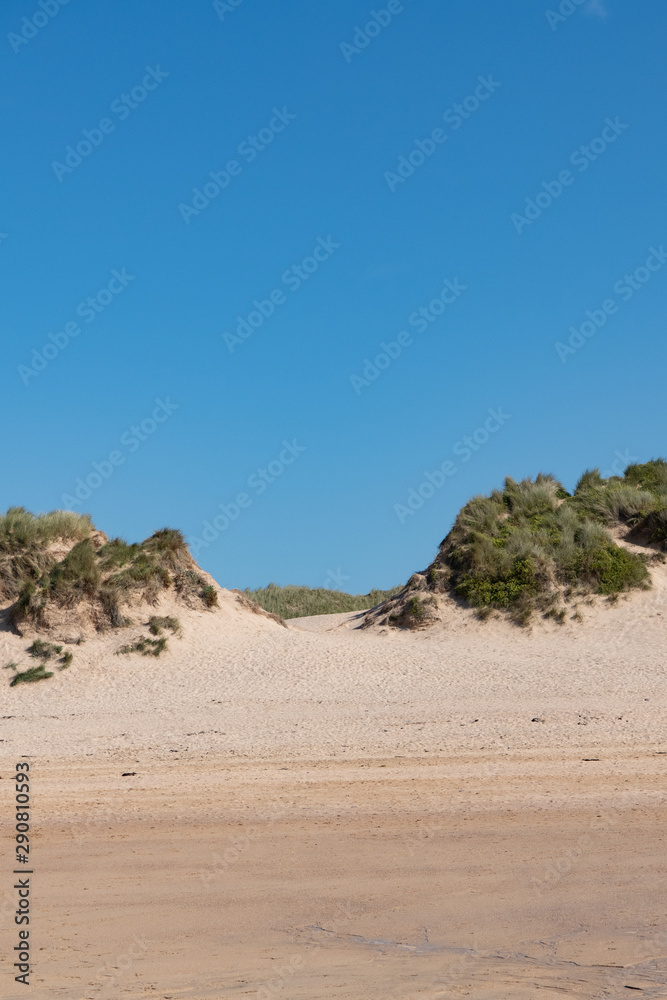 gap in the sand dunes at Constantine Bay, North Cornwall