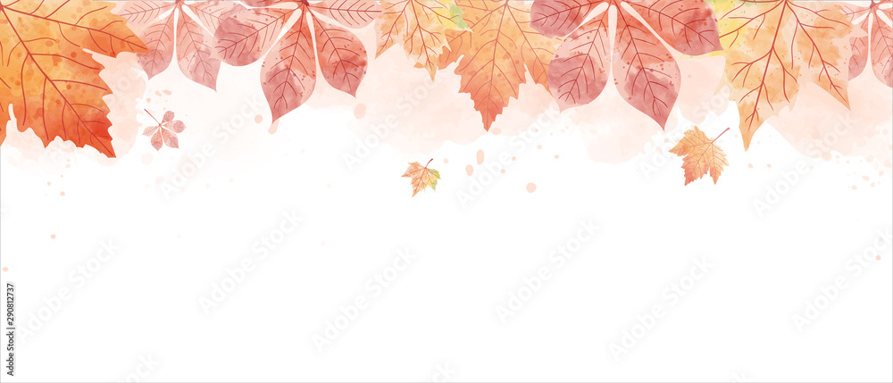 Watercolor drawing of falling red leaves in autumn season. Aim used for wallpaper  background and web banner. Stock Vector | Adobe Stock