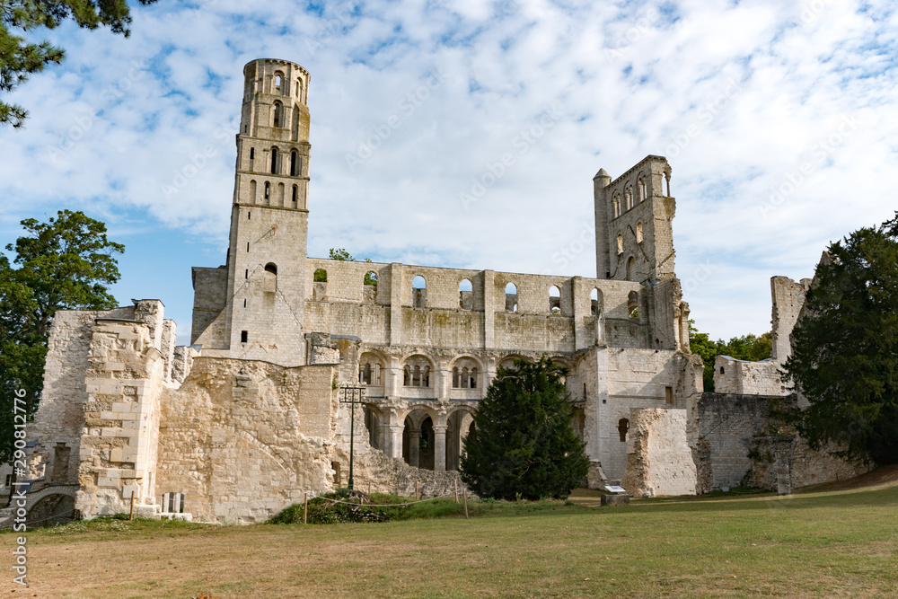 the ruins of the old abbey and Benedictine monastery at Jumieges in Normandy in France