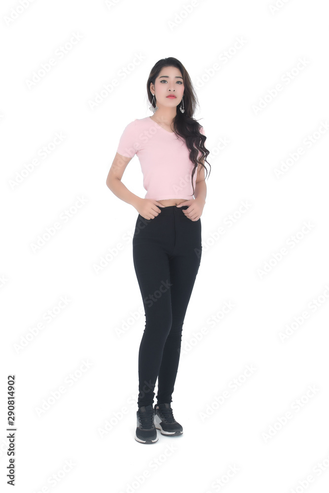 Woman posing with a blank pink t-shirt Woman posing with a blank pink t-shirt