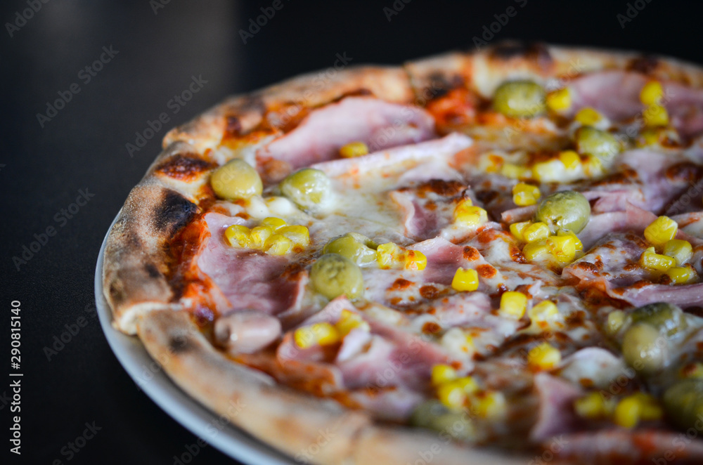 tasty italian pizza with fresh ingredients & vegetables tasty italian pizza with fresh ingredients & vegetables