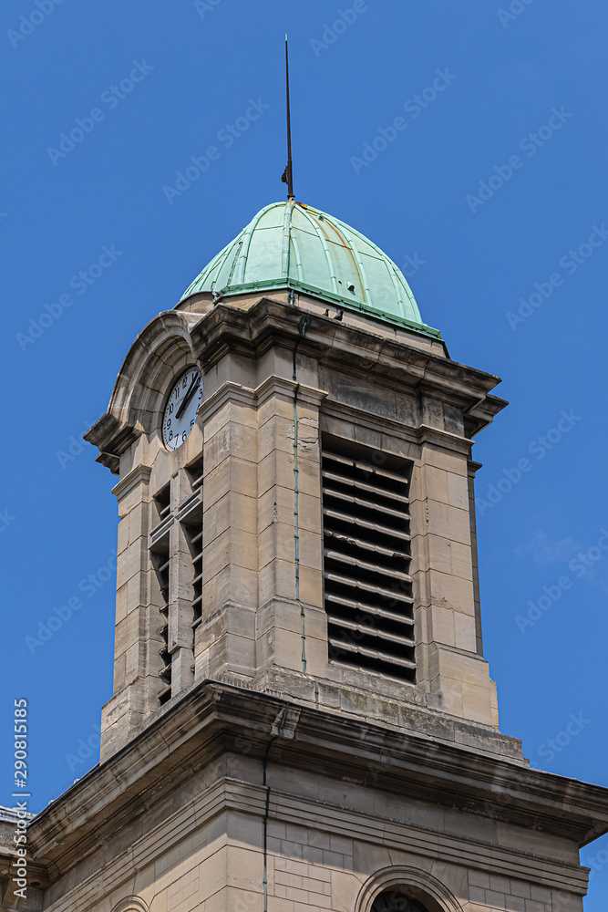 Fototapeta premium Saint-Jacques-Saint-Christophe de la Villette church (eglise saint Jacques saint Christophe de la Villette, 1844) - Neoclassical style Church at Bitche square. Paris, France.