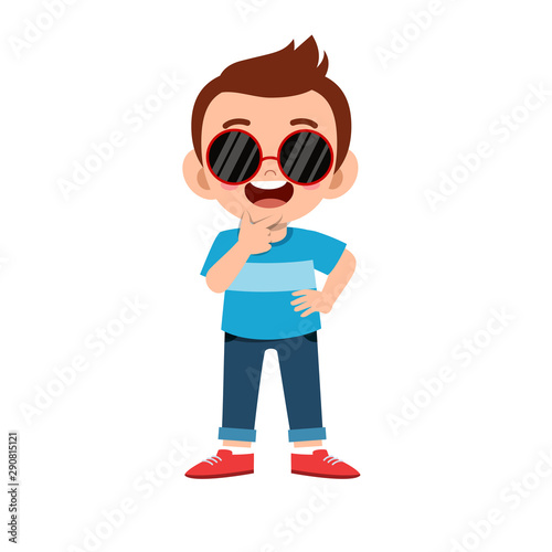 cute kid teen boy show facial expression