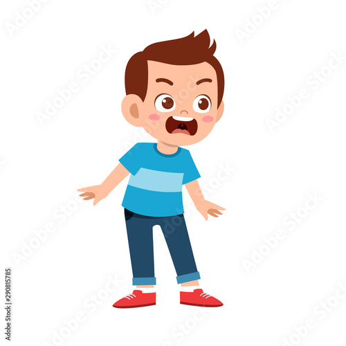 cute kid teen boy show facial expression