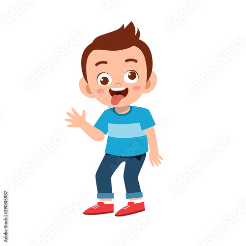cute kid teen boy show facial expression