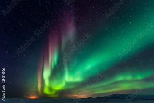 Fototapeta Naklejka Na Ścianę i Meble -  Northern lights aurora borealis in the winter 