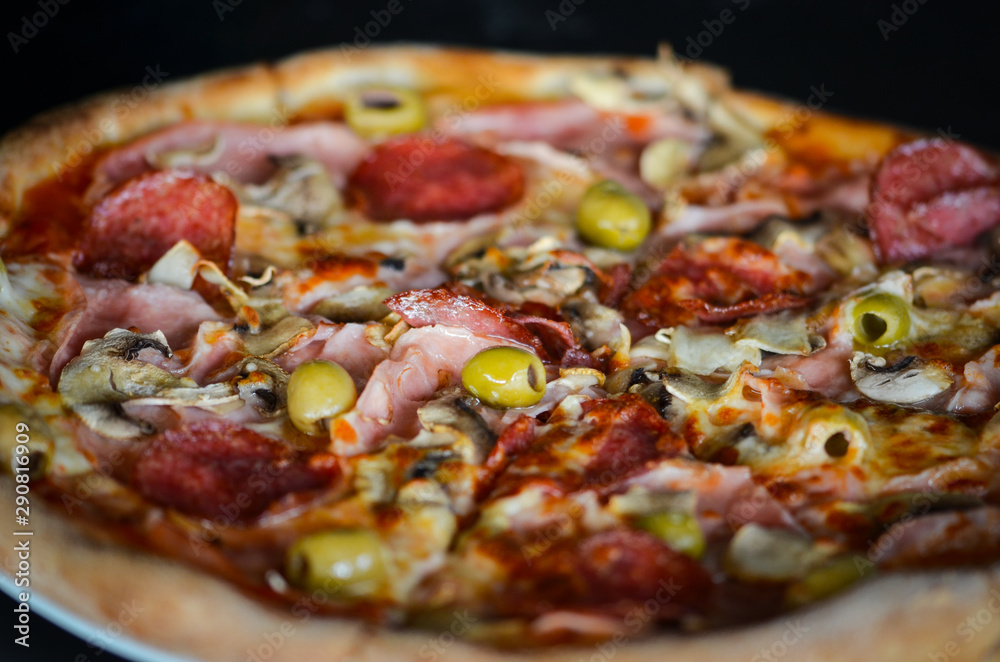tasty italian pizza with fresh ingredients & vegetables tasty italian pizza with fresh ingredients & vegetables