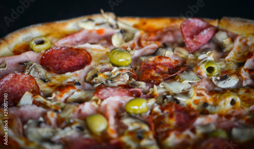 tasty italian pizza with fresh ingredients & vegetables