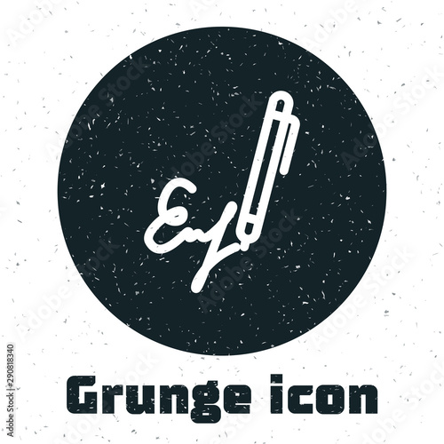 Grunge Signature line icon isolated on white background. Pen and undersign, underwrite, ratify symbol. Vector Illustration