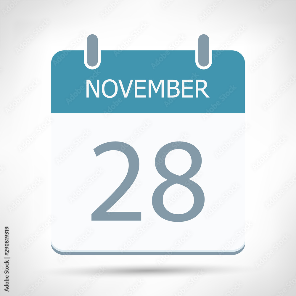 November 28 - Calendar Icon - Calendar flat design template November 28 - Calendar Icon - Calendar flat design template
