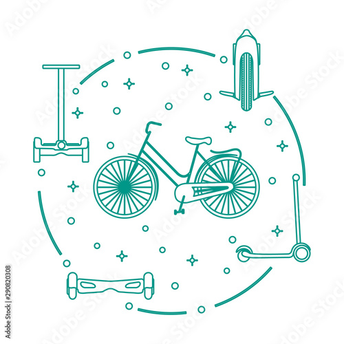 Bike, segway, mono-wheel, scooter, gyroscooter.