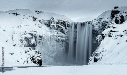 Skogafoss waterfall in Winter, Iceland photo