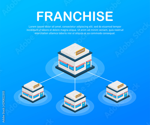 Franchise business concept, franchise marketing system. Vector illustration.