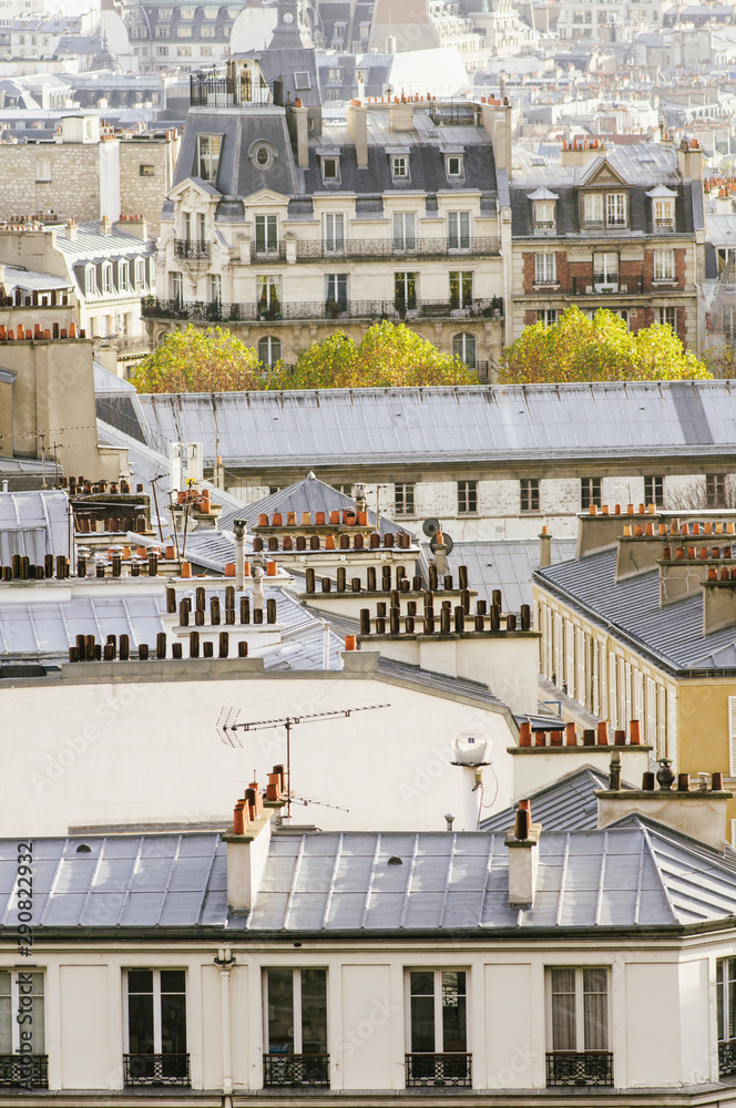 Parisian rooftops from Sacre Coeur Montmartre area of Paris France