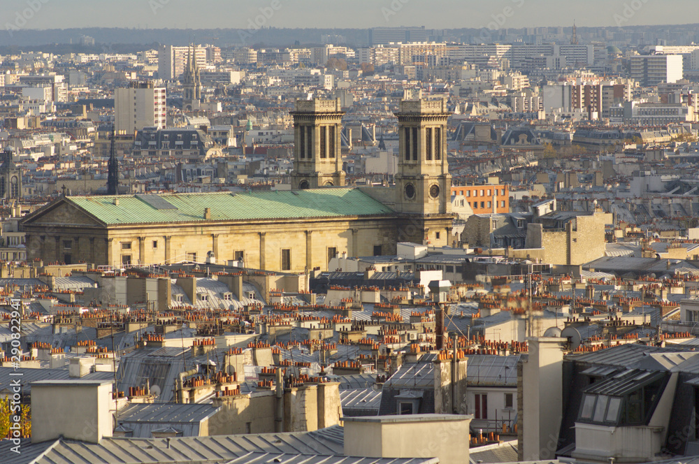 Parisian rooftops from Sacre Coeur Montmartre area of Paris France
