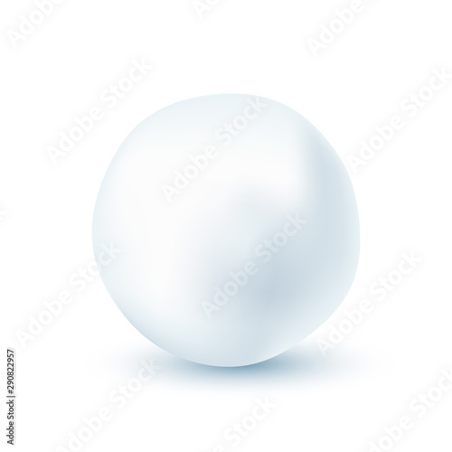 Snowball isolated on white background. Frozen ice ball. Winter decoration for Christmas or New Year. Vector snow.