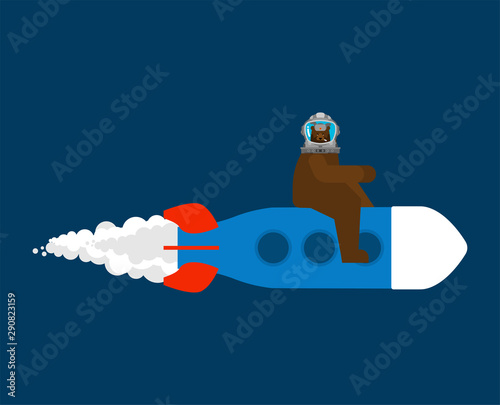 Russian space rocket. Astronaut Bear. Space program in Russia