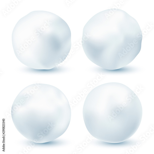 Snowball isolated on white background. Snowballs collection. Frozen ice ball. Winter decoration for Christmas or New Year. Vector snow.
