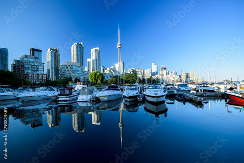 Photography Toronto city skyline from harbor front, Ontario, Canada