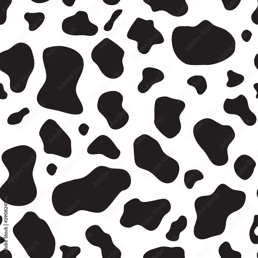 Dalmatian seamless pattern - spotted background of animal skin Hand drawn black spots