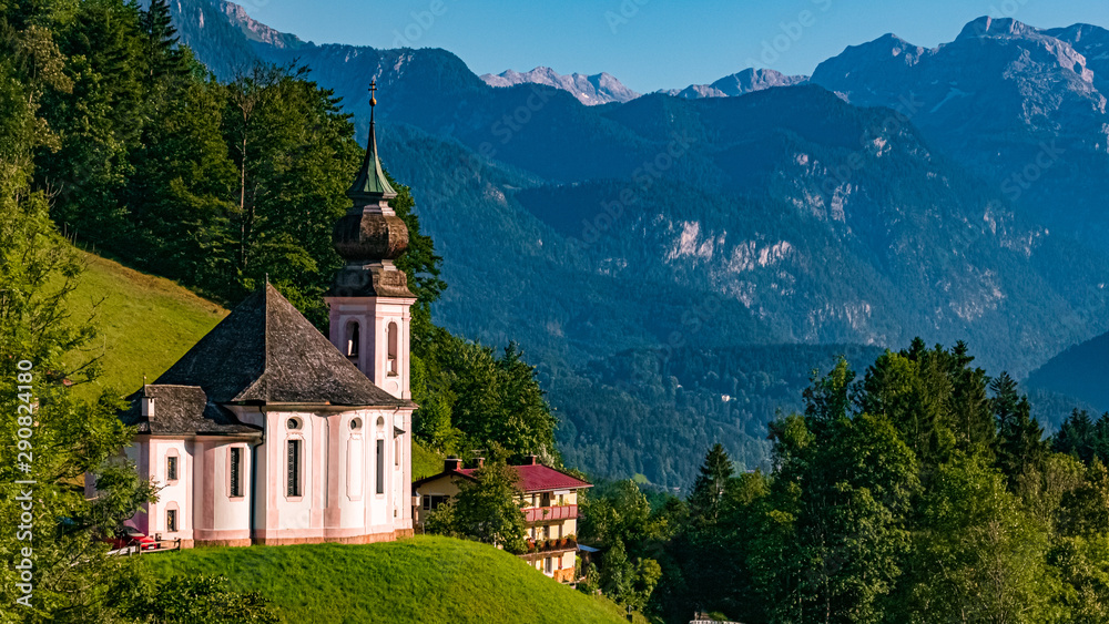 Beautiful alpine view with the pilgrimage church Maria Gern near Berchtesgaden - Bavaria - Germany