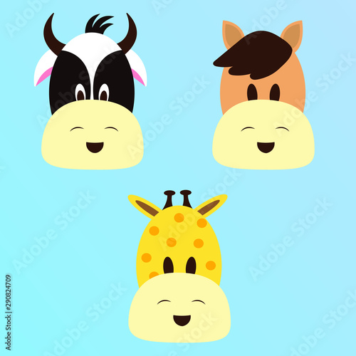 Cow giraffe horse animals cartoons