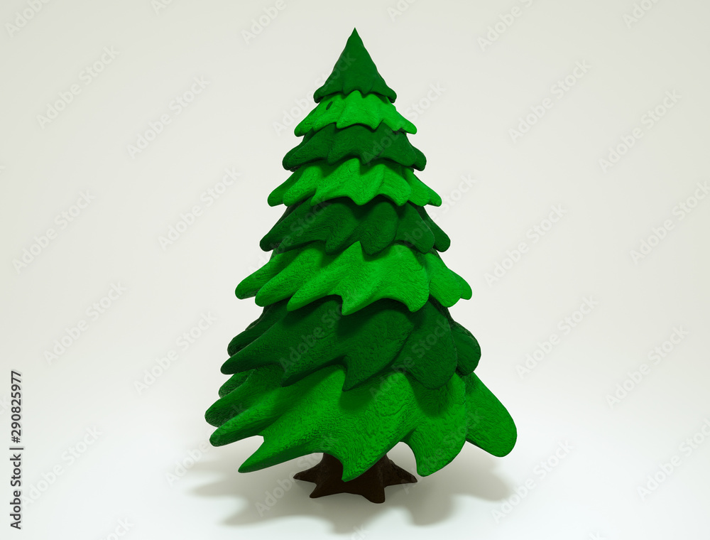 Fototapeta premium stylized three-dimensional model of spruce on a white background. 3d rendering illustration