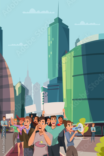 City protest flat vector illustration